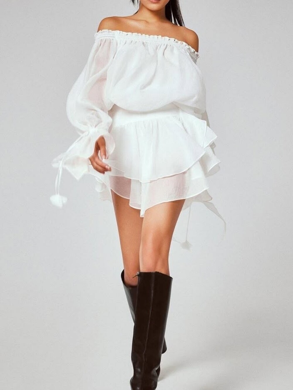 Lsoul  Euohoria Women's  Set White Off-Shoulder Peasant Top And Skort Size S.nwt